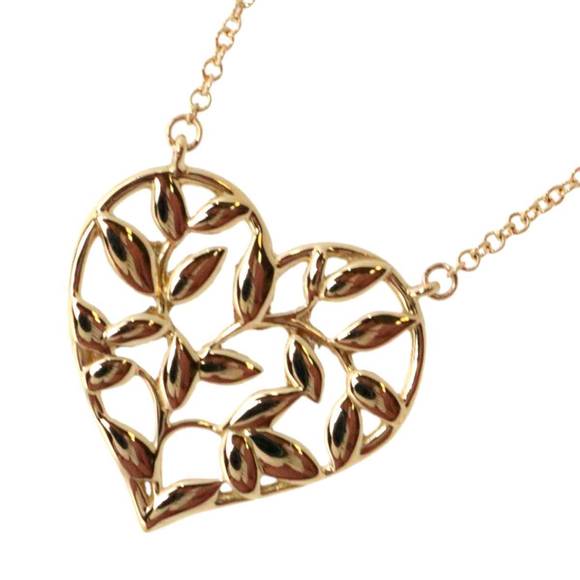 Tiffany Olive Leaf Heart Necklace Gold